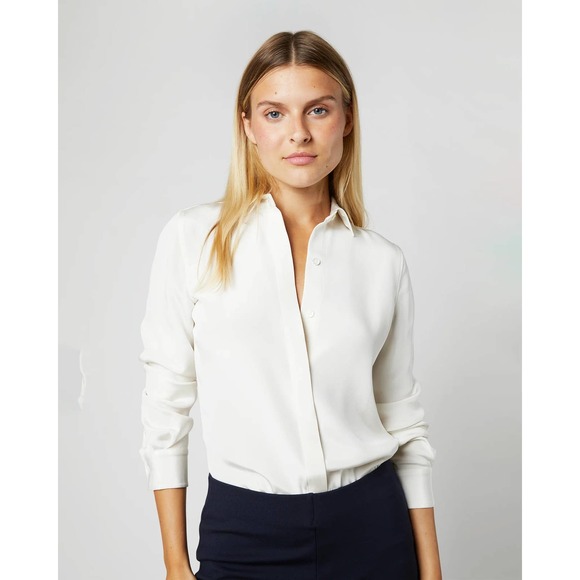 Ann Mashburn Tops - Ann Mashburn The Icon Blouse Cotton Poplin Button Down White size Large